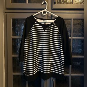 Ralph Lauren Black & White Striped Raglan Crew Sweater